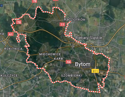 Mapa miasta Bytom
