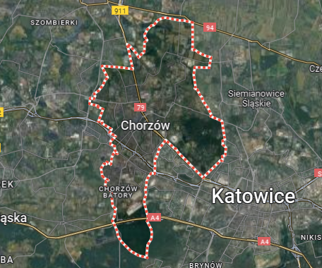 Mapa miasta Chorzów