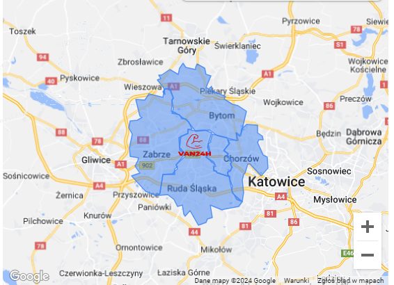 Obszar działania firmy VAN24H