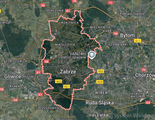 Mapa miasta Zabrze